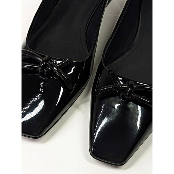 Ferragamo Women's Annie Patent Knot Ballerina Flats Black Size 7 C (MSRP $850) - Picture 5 of 11